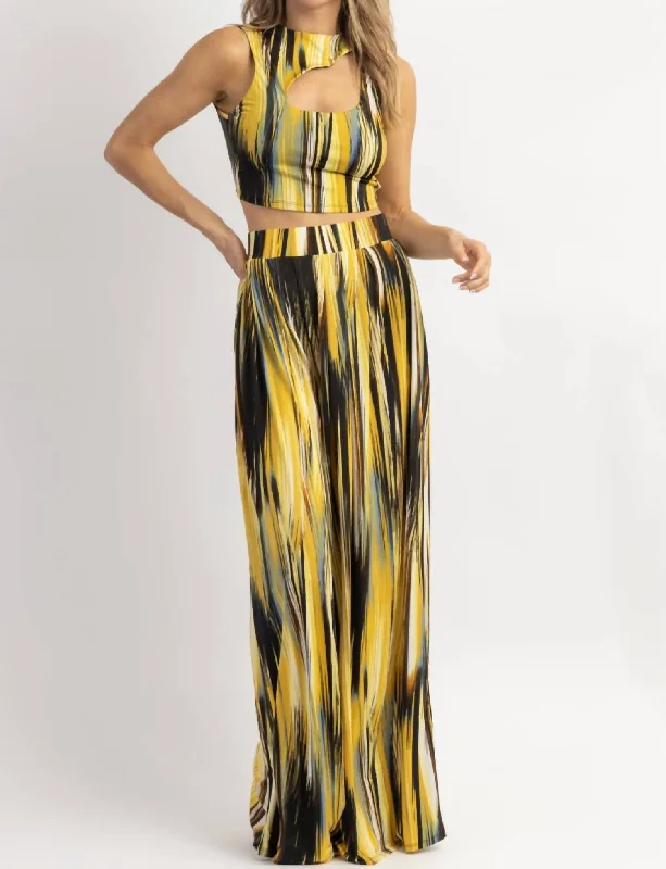 Deal of the Day Palazzo Pants Top Set In Lucia Banana-Multi
