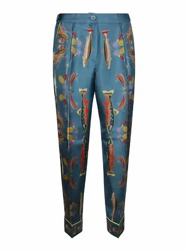 Savings Bonanza Women's Fish Silk Pants In Blue