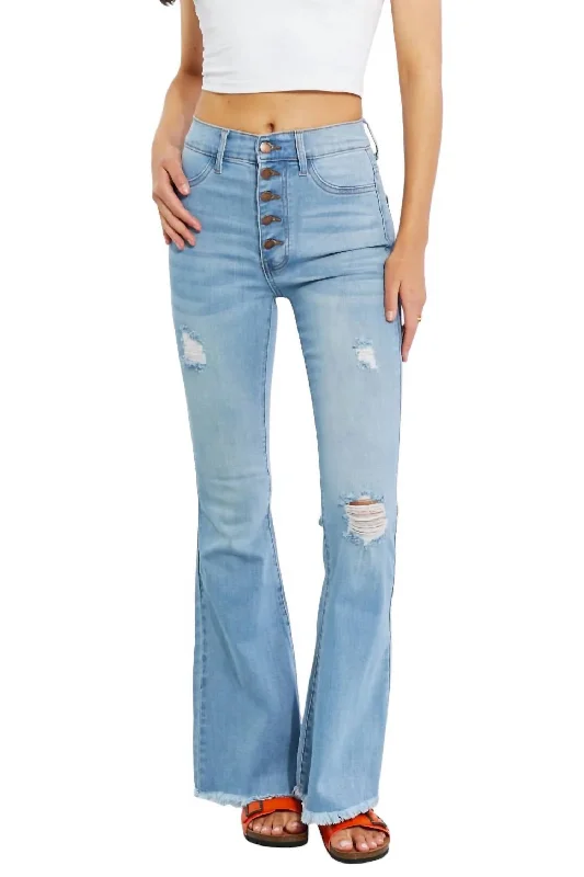 Must-Have Deals Full Size Jess Button Flare Jeans In Light