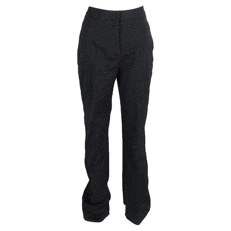 Final Clearance Erdem Polka Dot Print High-Waisted Wide-Leg Trousers in Black Wool