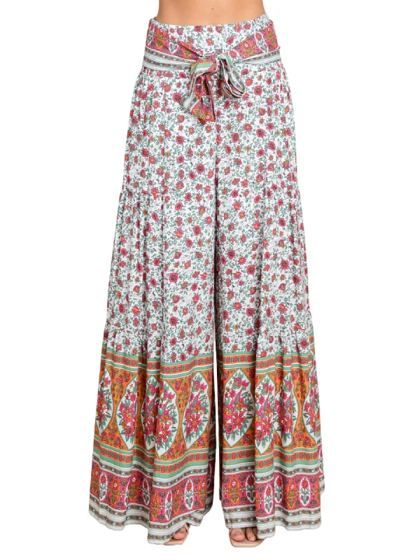 Weekend Deals That Amaze Floral Print Palazzo Wide Leg Pants In Off White