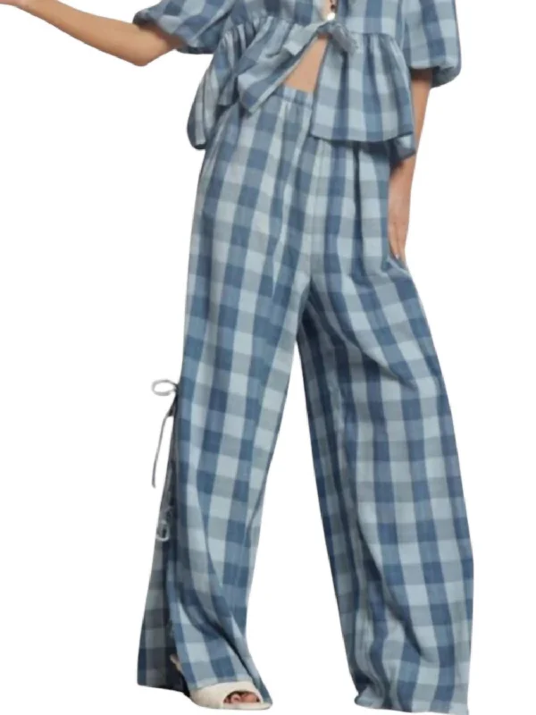 Price Drop Gauze Bow Tie Pants In Blue