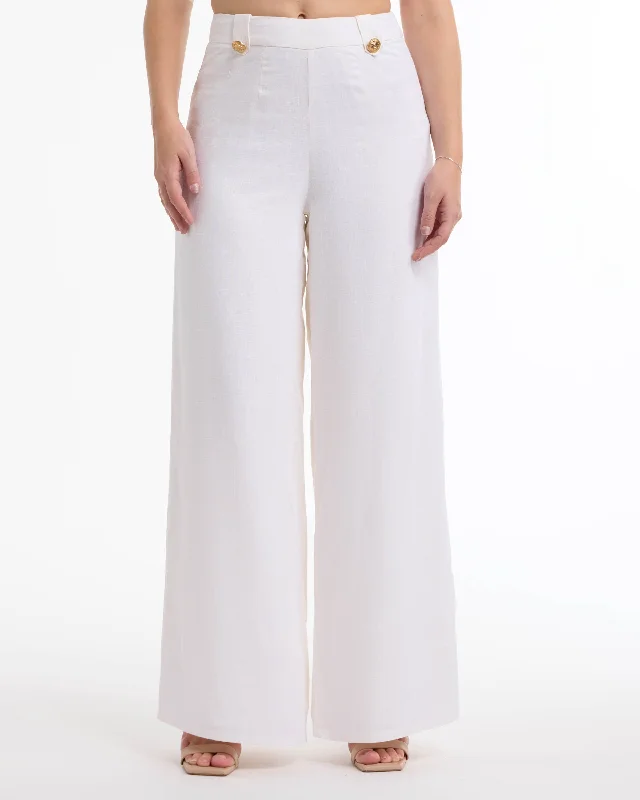 Big Discounts BEBE Women's High Waist Wide Leg Pant with Button Tab Detail