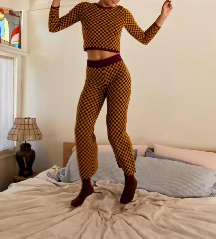 Instant Discount Fig Check Pant In Brown