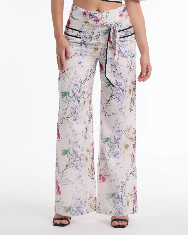 Act Fast BEBE Women's High Waisted Floral Flowy Pants