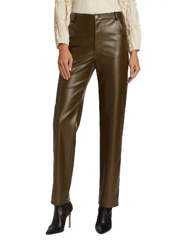 Weekend Savings Fiesta Lana Vegan Leather Trouser In Olive