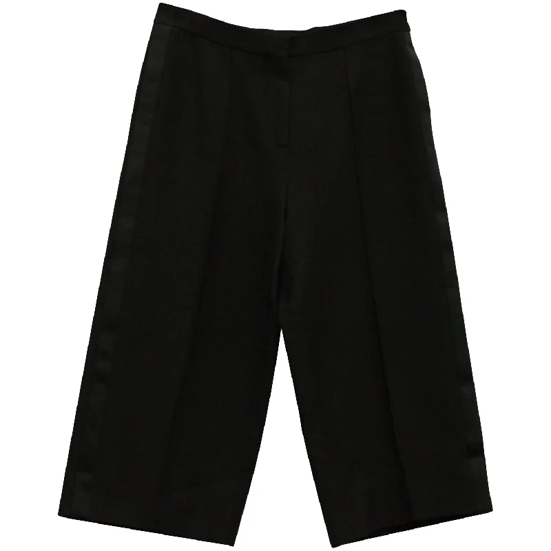 Markdowns Valentino Cropped Wide Leg Pants in Black Wool