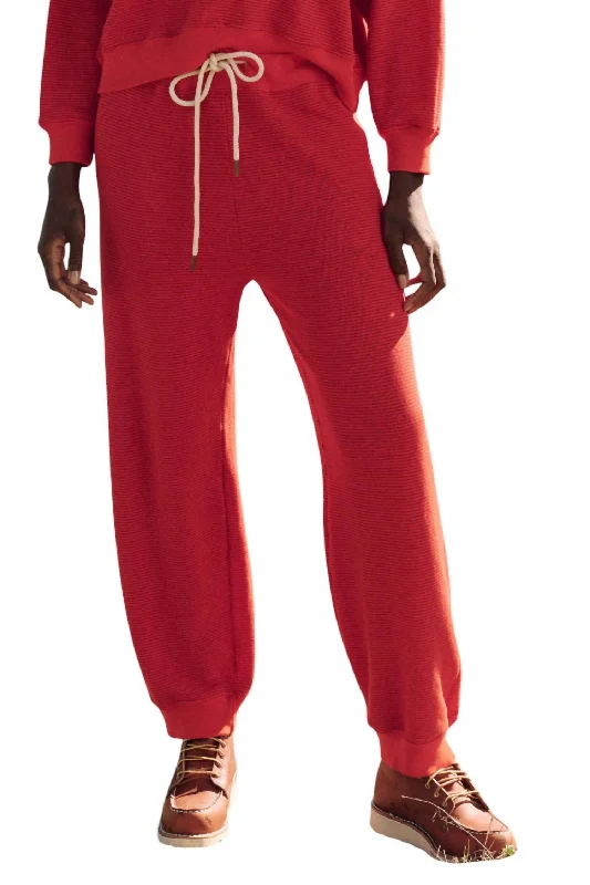 Markdown Madness Women's Lantern Pant In Hot Red Overdyed Stripe