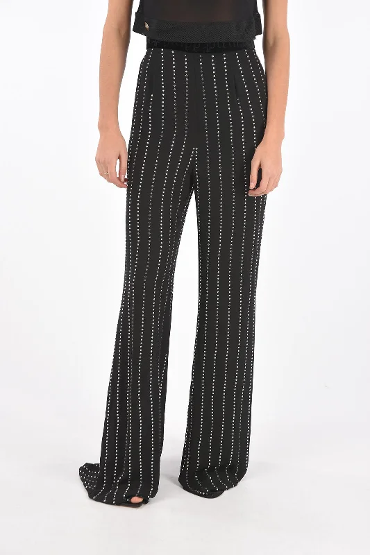 Overstock Sale Philipp Plein COUTURE crystal all over high rise waist palazzo pants