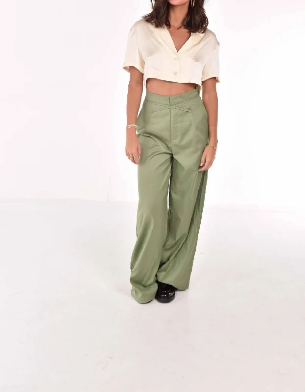 New Arrival Tie Pants In Olive