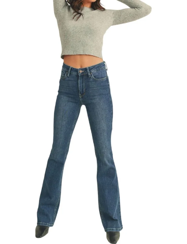 Early Access High Rise Skinny Flare Jeans In Dark Wash Denim