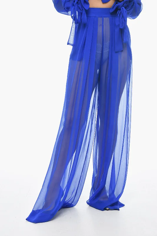 Special Offer LaQuan Smith Silk Chiffon Palazzo Pants with Side Zip