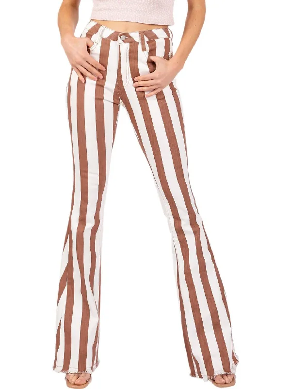 Buy Now Cleo Stripe Flared Jeans In Brown
