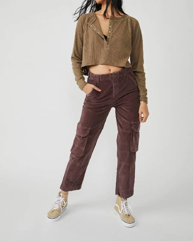 Price Buster Hard Crushin Plush Cargo Pants In Chocolate Merlot