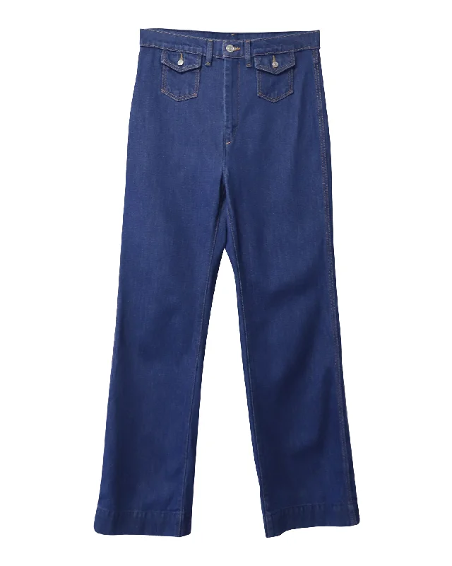 Deep Discounts Re/done Straight Leg Denim Jeans in Blue Cotton