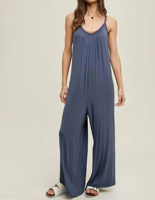 Weekend Offers That Shine Wide Leg Jumpsuit In Blue