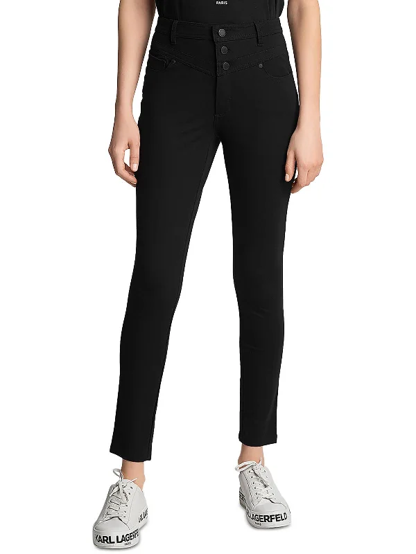 Discount Extravaganza Womens Mid-Rise Yoke Skinny Pants
