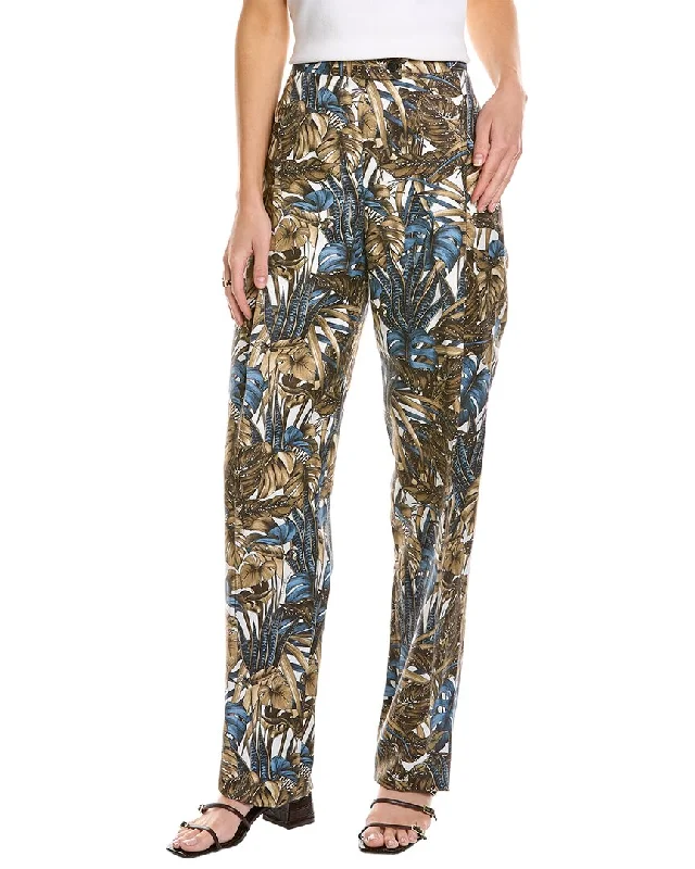 Midnight Madness Ferragamo Printed Foliage Silk & Linen-Blend Pant