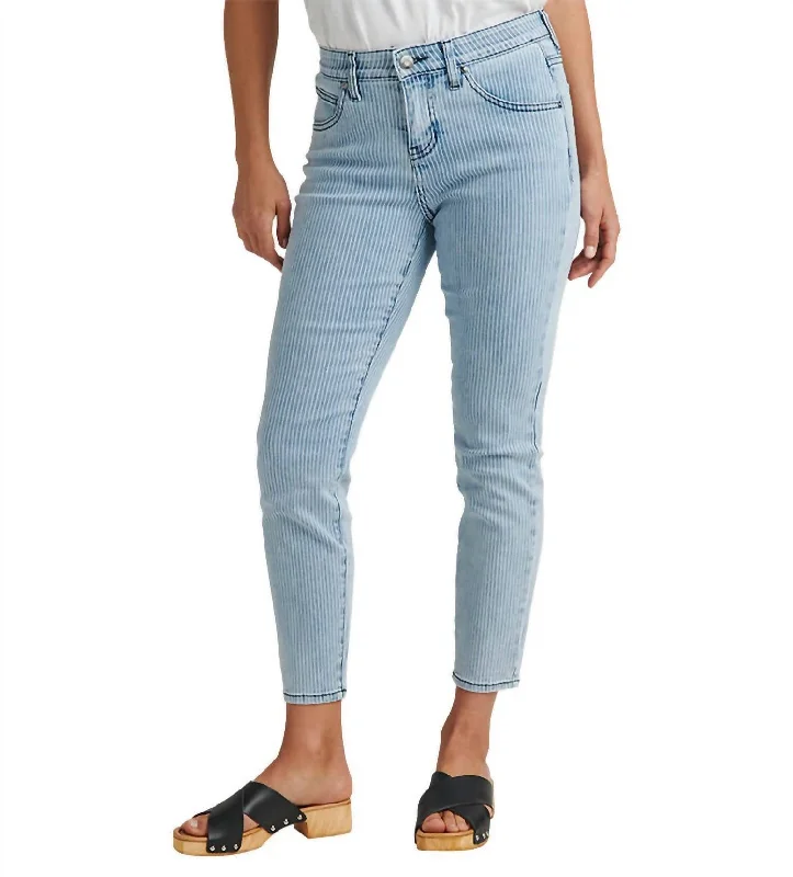 Shop and Save Cecilia Mid Rise Skinny Jean In Bleached-Stripe