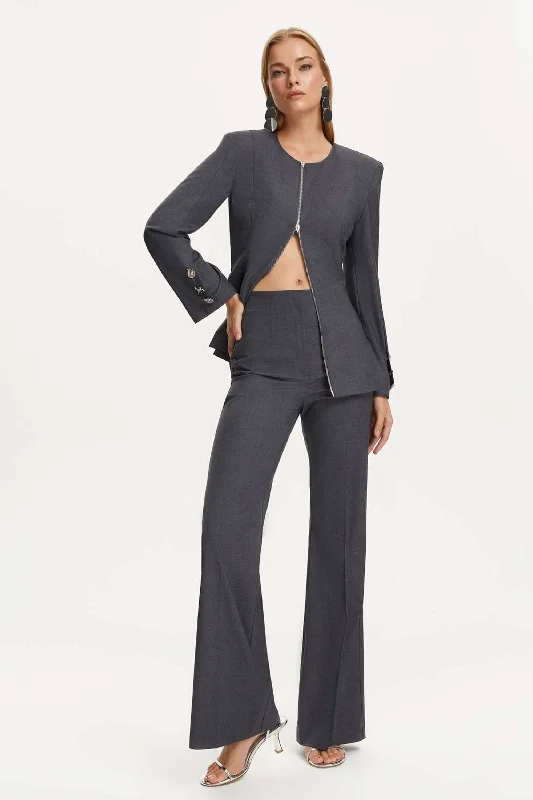 Price Meltdown Flared Pants with Back Meatl Belt Detail