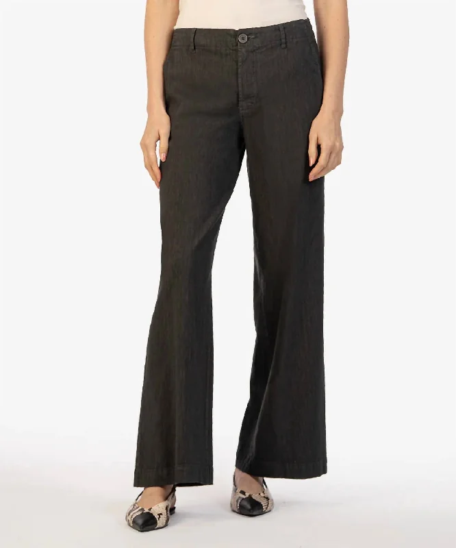 Weekend Deals to Make You Smile Meg Linen Wide Leg Pants In Charcoal