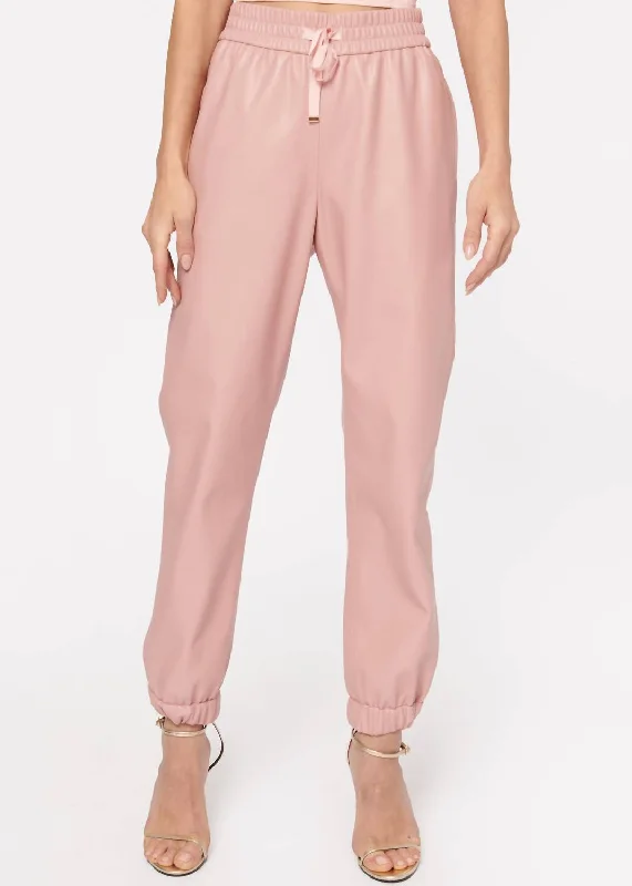 Weekend Discounts to Delight Dalton Vegan Leather Pant In Cameo