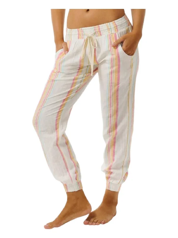 Act Now Classic Surf Stripe Pants In Bone