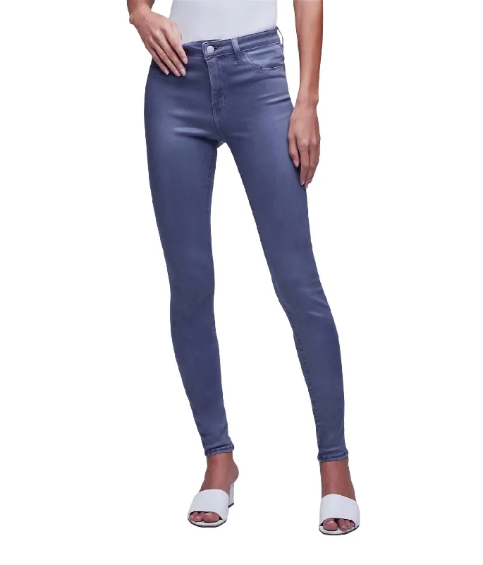 Now or Never Marguerite Coated Skinny Jean In Gris Coated