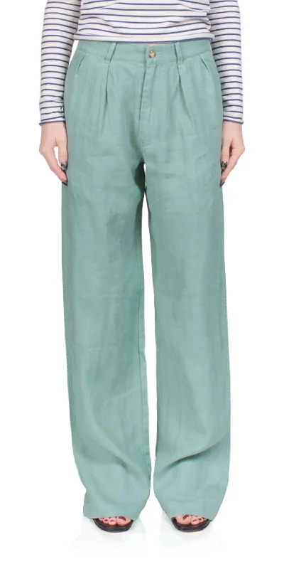 Weekend Offers You Can't Ignore Double Pleat Wide Leg Chino Pants In Sage
