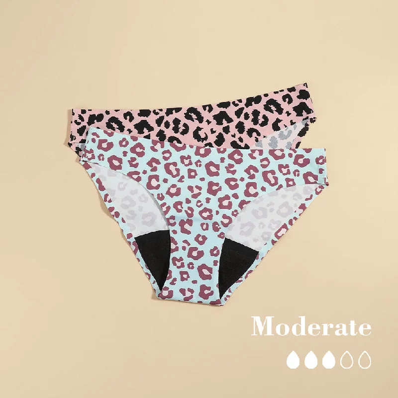 Big Savings 2 Pack Light Flow Period Panties Bikini - Leopard Print