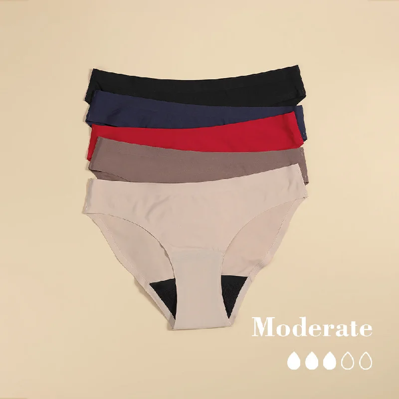 Buy Now 5 Pack Seamless Period Panties Bikini- Moderate Flow