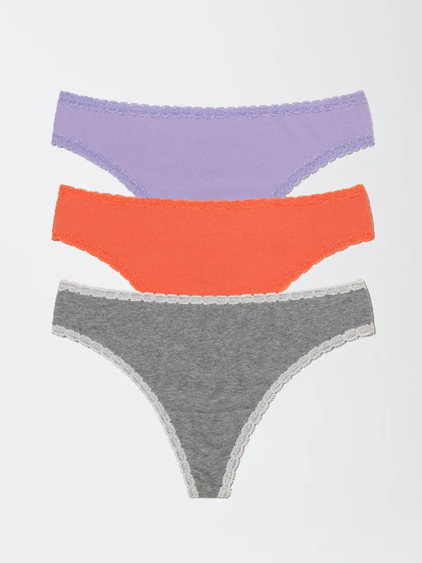 Super Savings Adorned Hipster Cotton Thong 3-Pack - FINAL SALE