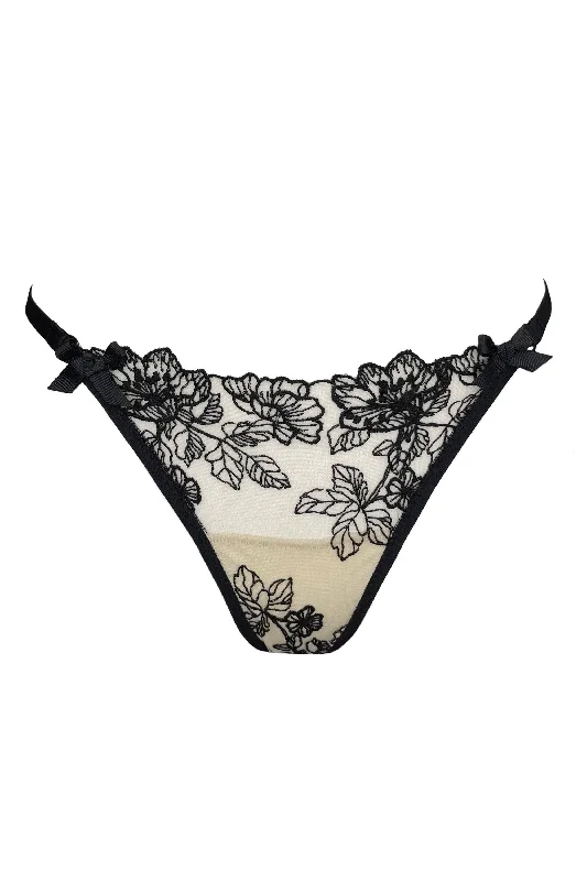 Hurry In Barbara nude black lace thongs