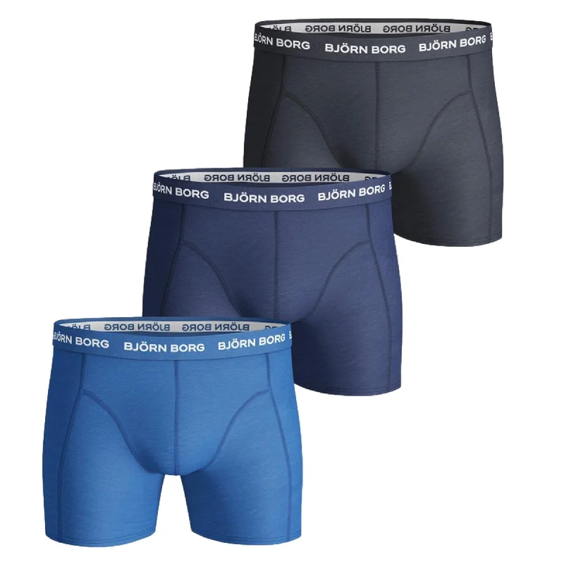 Weekend Savings Fiesta Bjorn Borg Essential Cotton Stretch Boxer 3 Pack - Blues