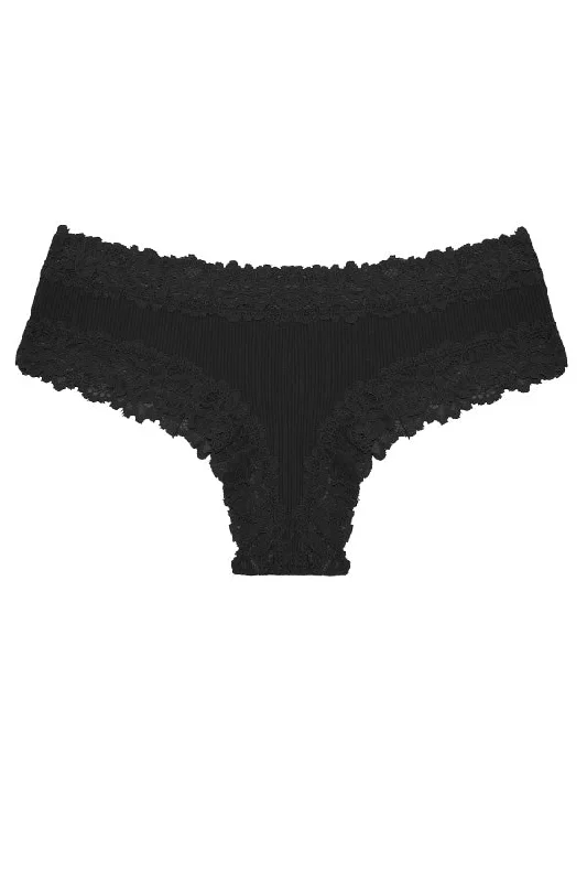Shop and Save Black Low-Rise Ribbed Thong