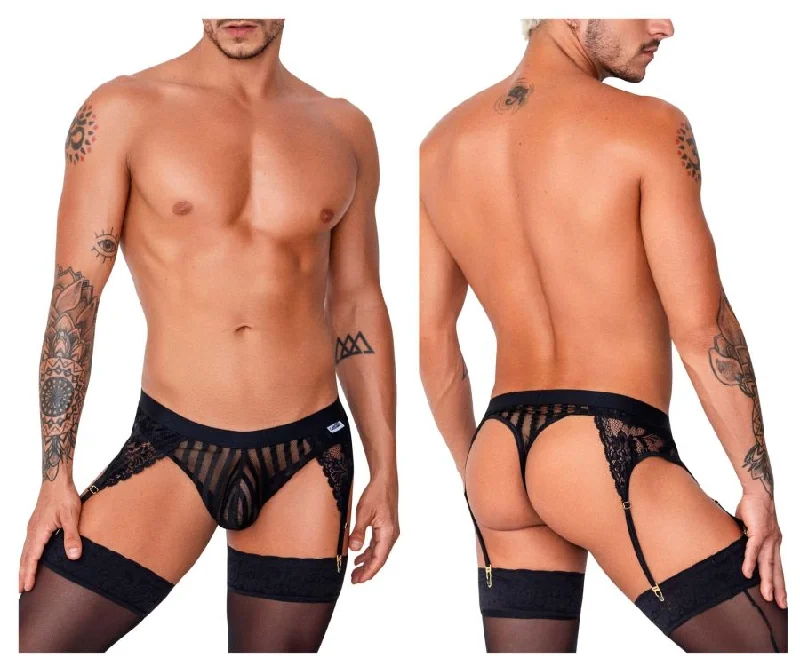 Discount Mania CandyMan 99766 Garter Thongs Color Black