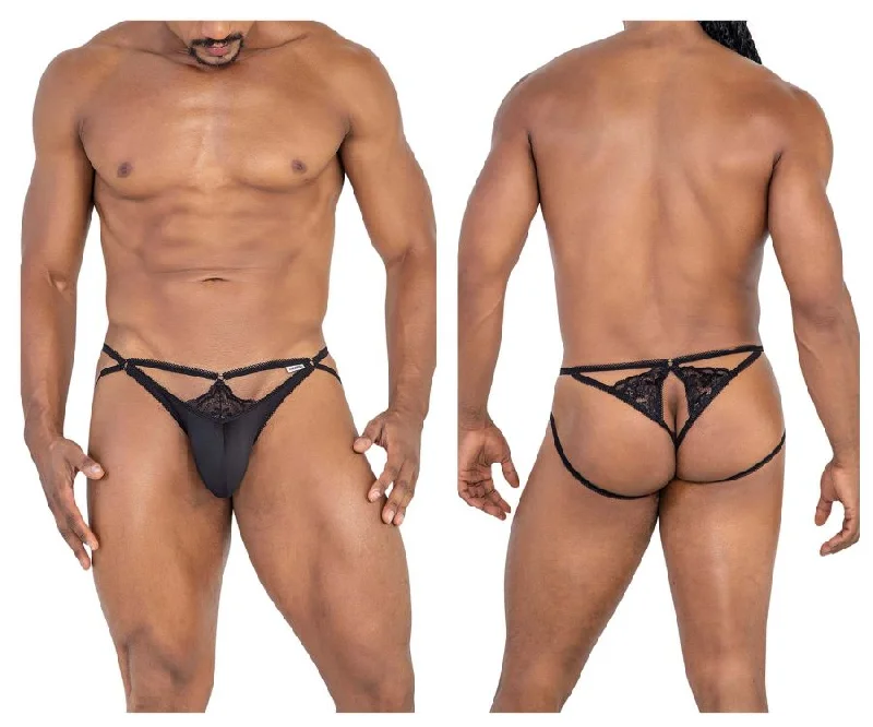 Referral Discount CandyMan 99770 Lace Jock Thongs Color Black