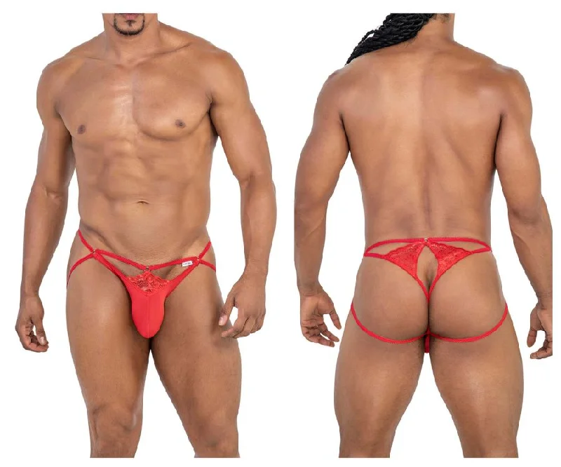 Seasonal Clearance CandyMan 99770 Lace Jock Thongs Color Red