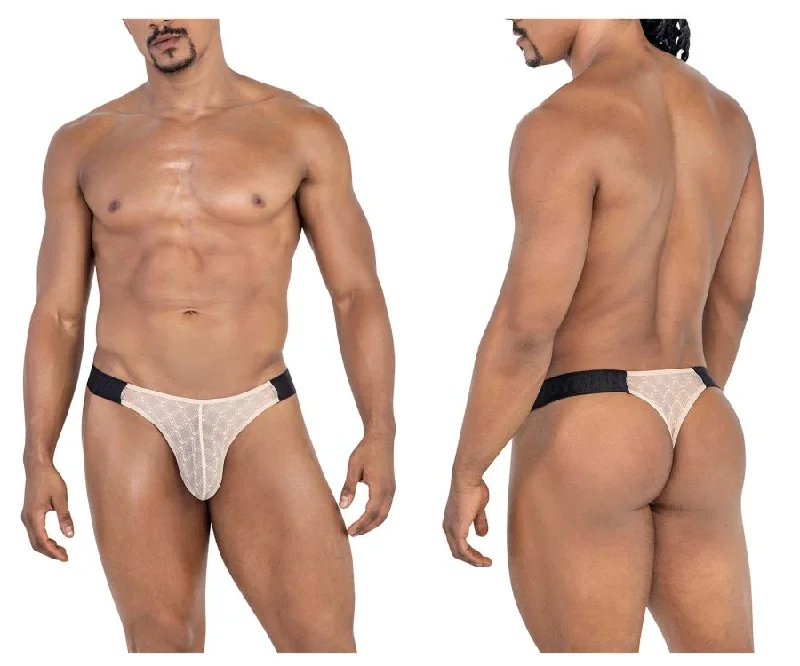 Markdown Madness CandyMan 99771 Mesh Thongs Color Beige
