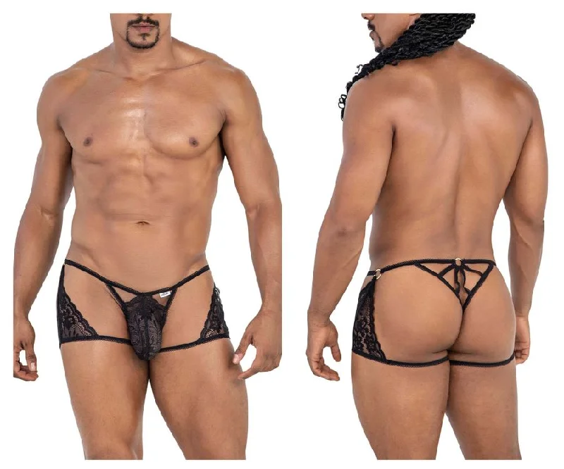 Anniversary Sale CandyMan 99773 Lace Trunks Thongs Color Black