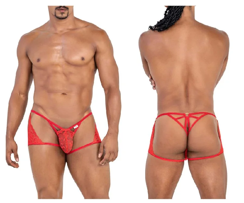 Sneak Peek Sale CandyMan 99773 Lace Trunks Thongs Color Red