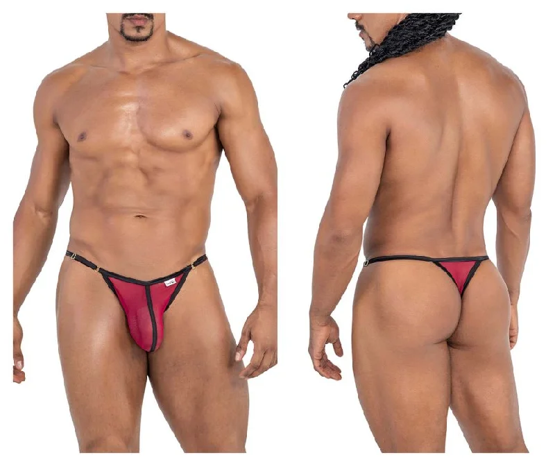 Early Bird Discount CandyMan 99776 Mesh Thongs Color Burgundy
