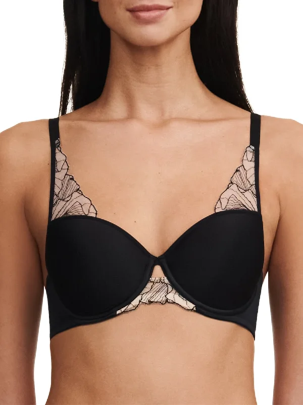 Holiday Sale Tattoo Love Half Cup Memory Foam T-Shirt Bra - Black/Golden Beige