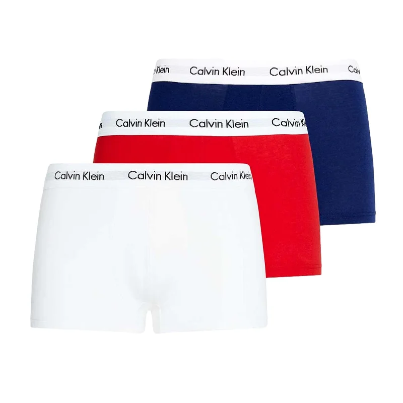 Weekend Deals That Sparkle Calvin Klein 3 Pack Cotton Stretch Low Rise Trunks - White/Red/Blue Weekend Deals That Sparkle Calvin Klein 3 Pack Cotton Stretch Low Rise Trunks - White/Red/Blue