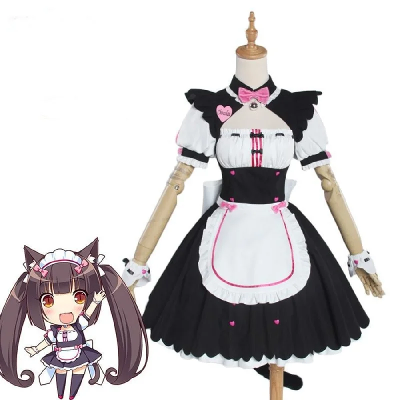 Special Offer NEKOPARA Cosplay Chocola Vanilla Maid Dress Cat Neko Cosplay Costume mp005619