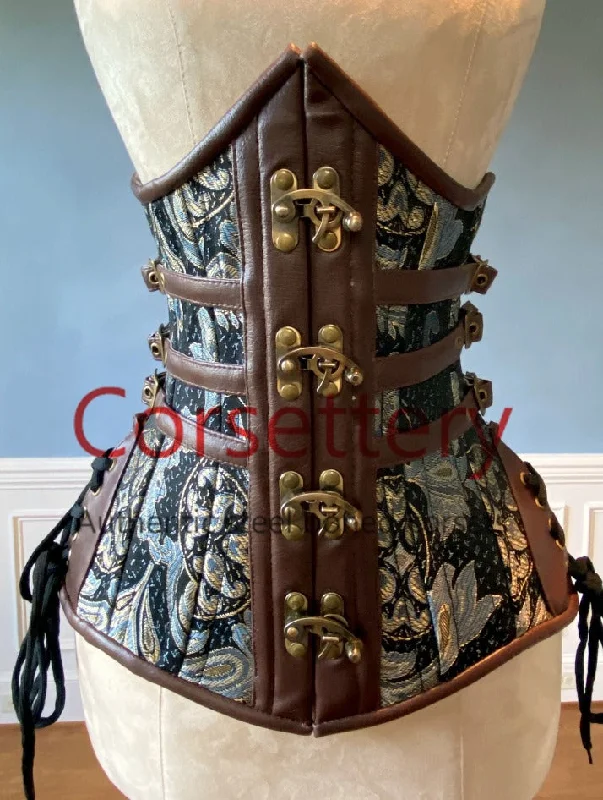Weekend Specials to Snag Double row steel boned authentic underbust brocade corset with leather bones. Western collection Hourglass waist training corset, coachella, exclusive steampunk corset, burlesque