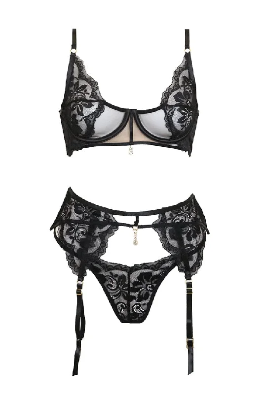 New Deals Femi 3 Piece Lace Set - Black