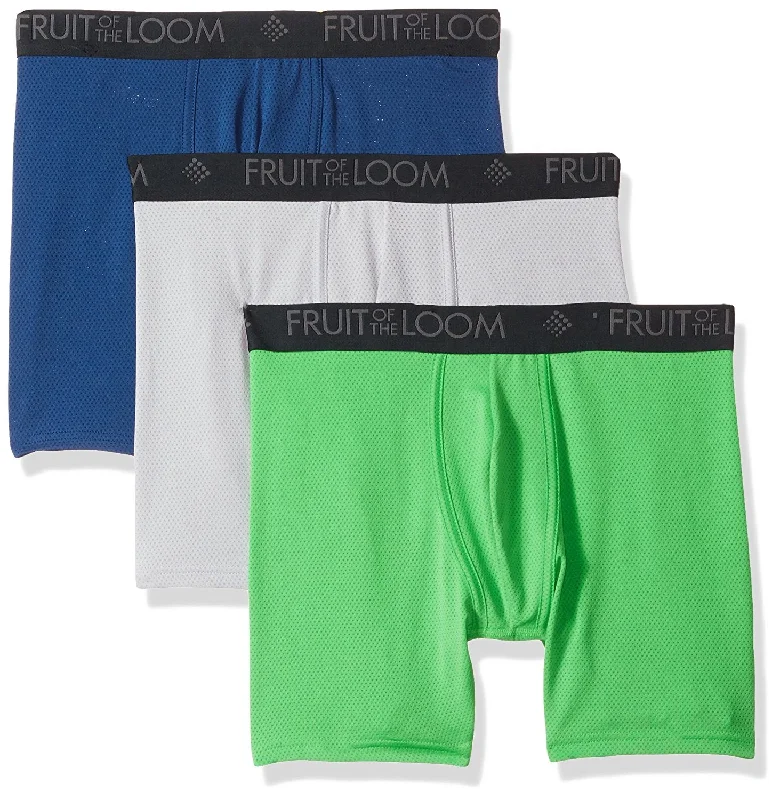 Quick Deals Fruit of the Loom Mens 3-Pack Breathable Lightweight Micro Mesh Boxer Briefs