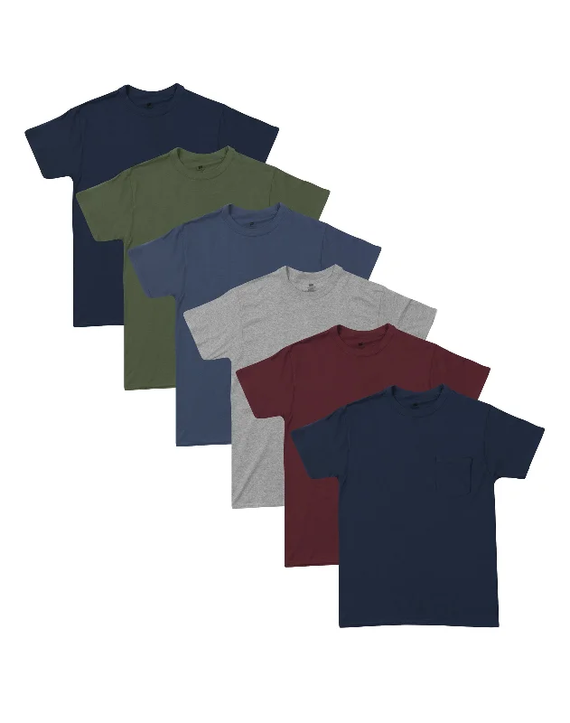Limited Offer Hanes Men's Soft And Breathable Pocket Tee Assorted 6-Pack