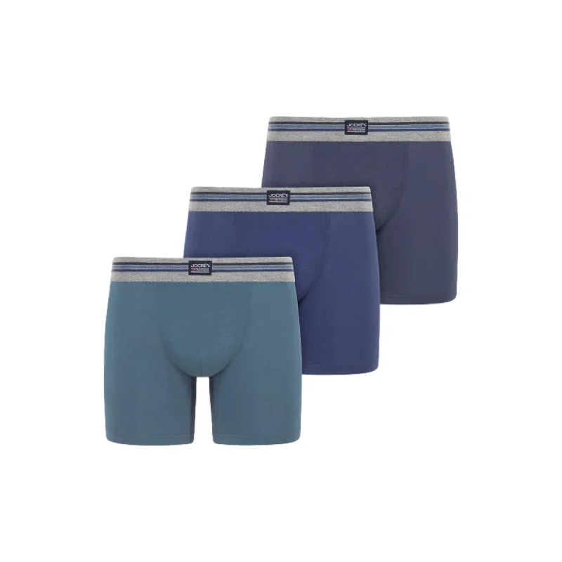 Weekend Offers That Tempt Jockey Cotton Stretch Boxer Trunk 3 Pack - Blue Mix